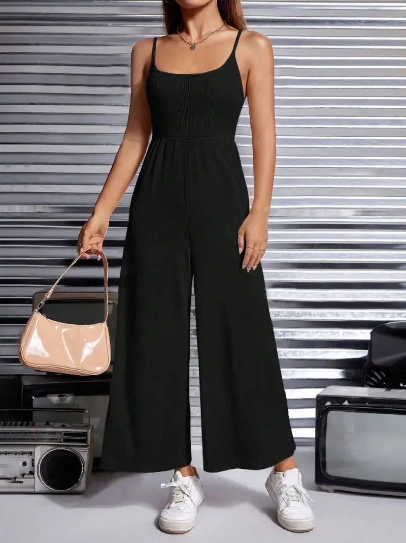 Zomer Jumpsuit Mouwloos Wijd met Lange Pijpen - StudioMarella