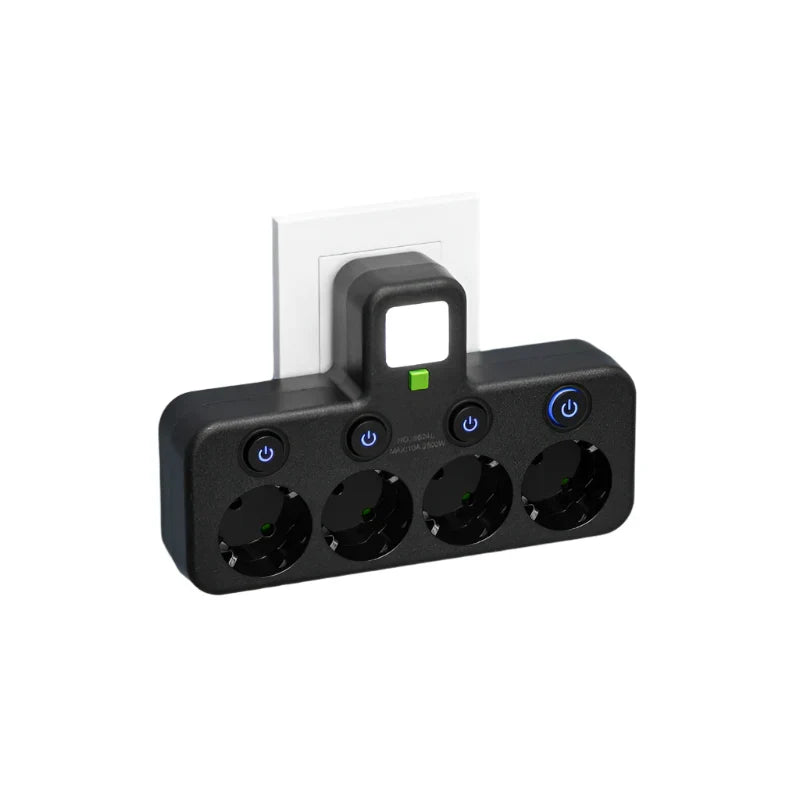 Meervoudige stekkerdoos met USB en USB-C, schakelaar en overspanningsbeveiliging