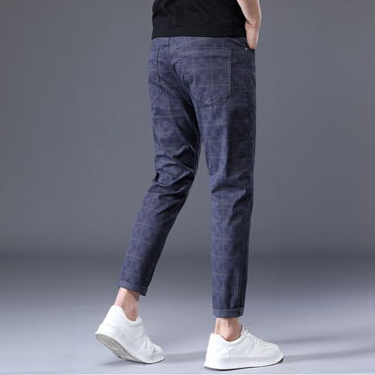 Herensluipte Broek Geruit Comfortabel Casual Model