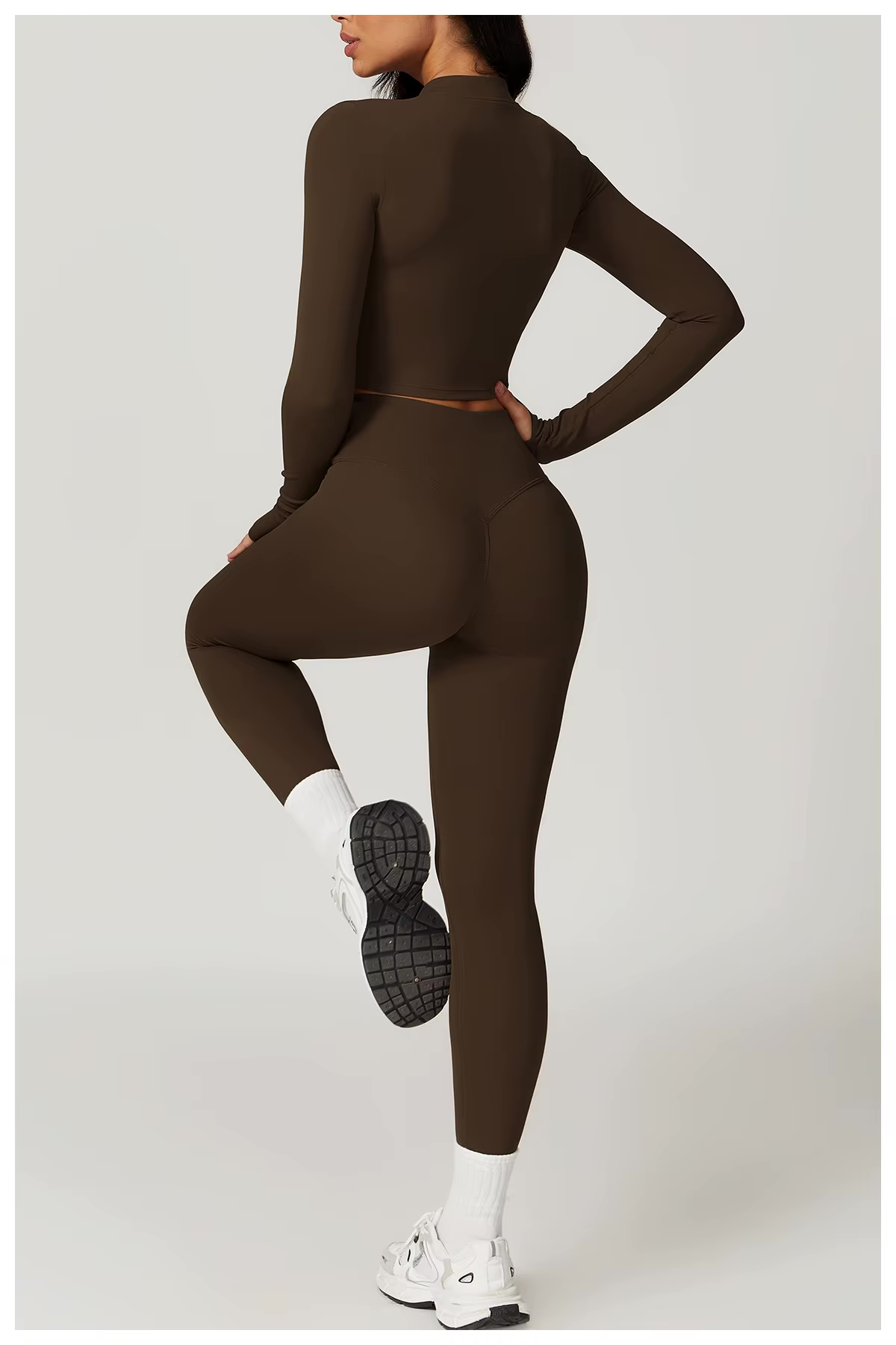 Dames Sportset 3-Delig - Cropped Vest, Sportbh en High Waist Legging