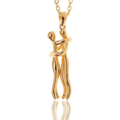 Omarming Ketting – Twee Figuren – Liefde & Verbondenheid – Hypoallergeen Staal