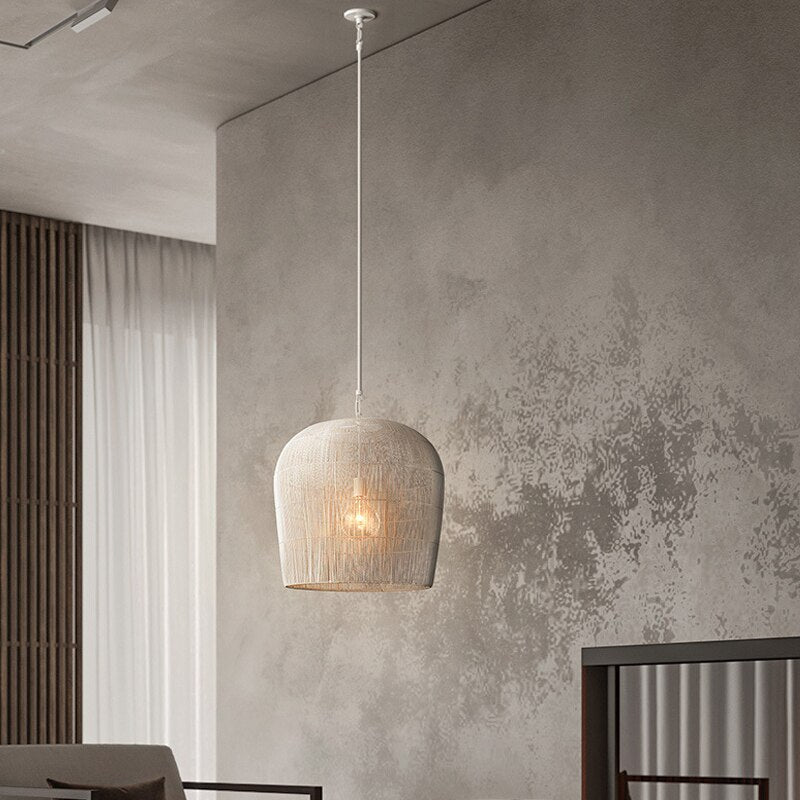 Japandi Rotan Hanglamp Handgeweven Wit Zwart Rond 31cm tot 61cm Eetkamer Woonkamer