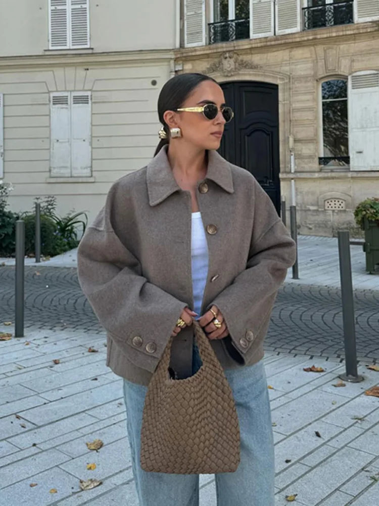 Dames Winterjas Wolmix Warm Klassieke Stijl - StudioMarella