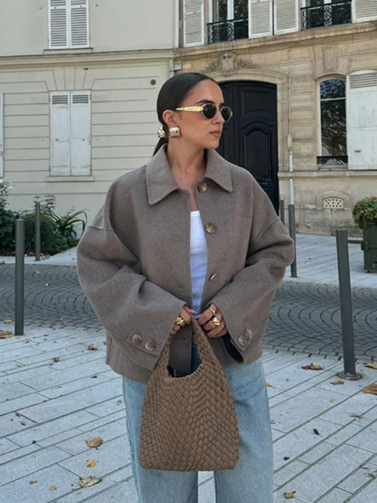 Dames Jas Wolmix Lente Warm en Stijlvol - StudioMarella