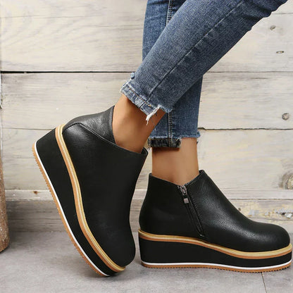 Dames Enkelboots Plateauzool Rits Sluiting