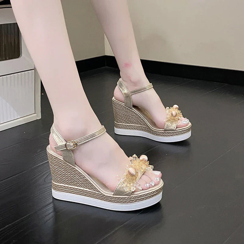 Glitter Sandalen met Sleehak en Blikvangers