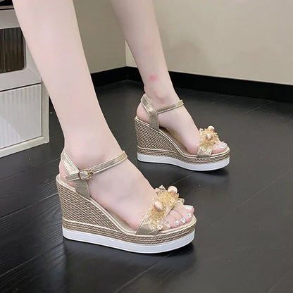 Glitter Sandalen met Sleehak en Blikvangers