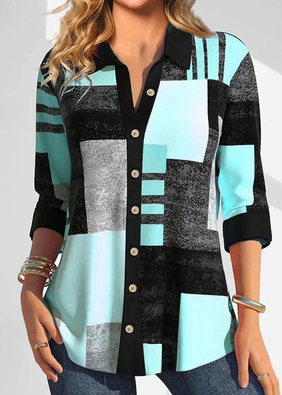 Vrouwelijke Blouse Geruit Casual Dagelijks