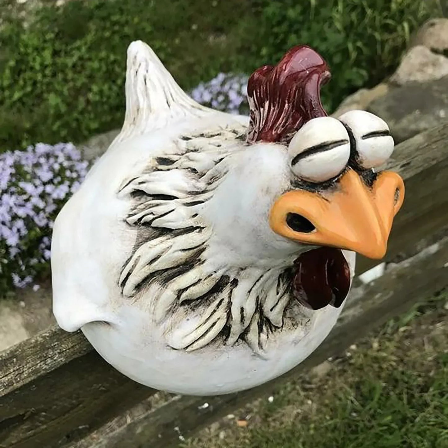 Grappige Kip Hekdecoratie Hars 14cm Tuin Beeldje Boerderij Schutting Ornament Buitendecoratie Cadeau Tuinbeeldje