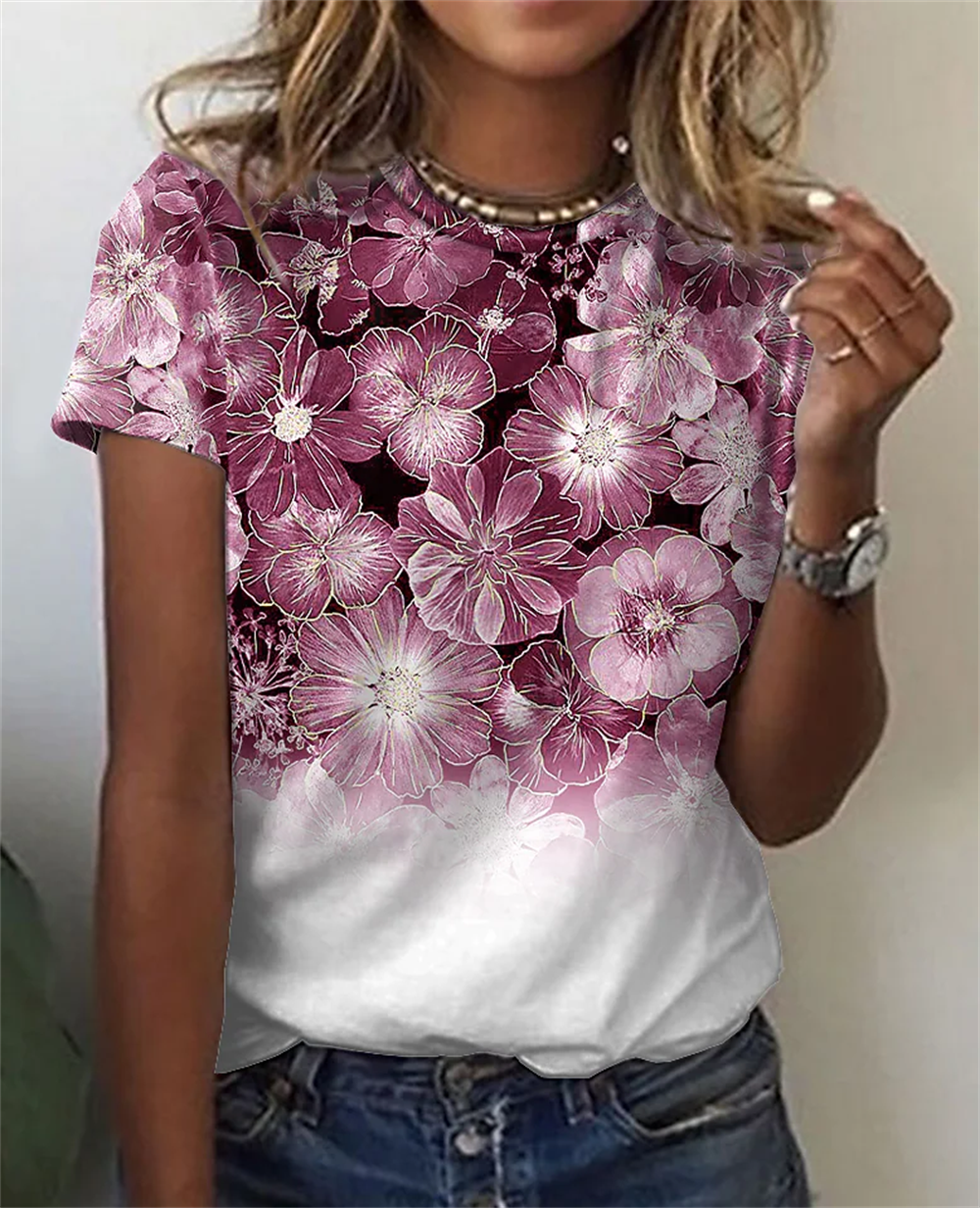 Bloemen T-shirt Zomerse Vrouwelijke Stijl