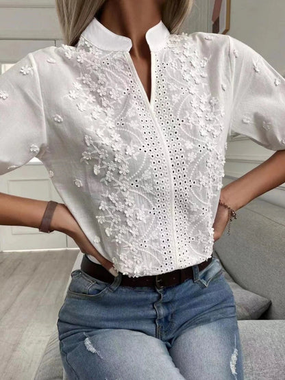 Dames Blouse Broderie Elegante Pasvorm