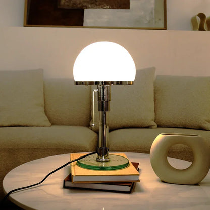 Tafellamp met Glazen Bol Chroom Voet Modern Design Bauhaus-geïnspireerd Sfeerverlichting Werkplek Slaapkamer