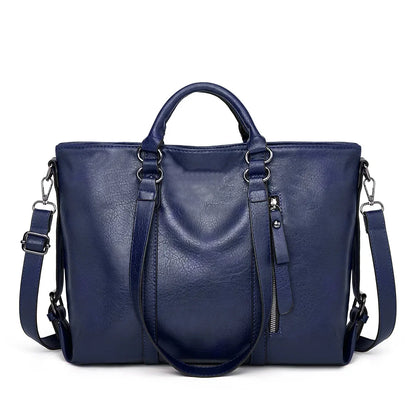 Leren Schoudertas Groot Dames Ruime Shopper Vintage Handtas Bruin Zwart Blauw Casual Dagelijks Werk Stijlvol