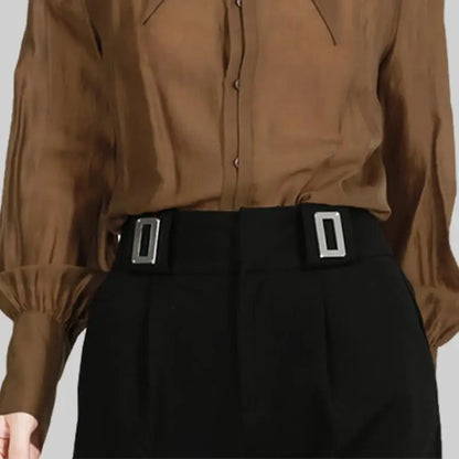Koffieblouse Elegante Vrouwelijke Blouse voor Dagelijks Gebruik
