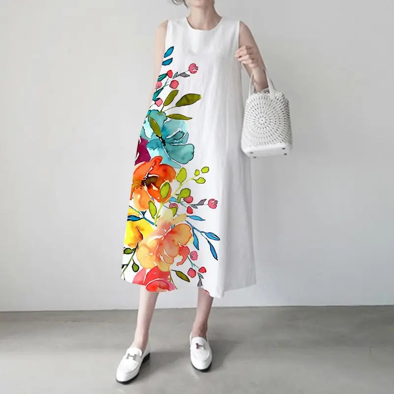Vrouwelijke Zomerjurk Maxi Zonnejurk Elegant Lange Mouw - StudioMarella