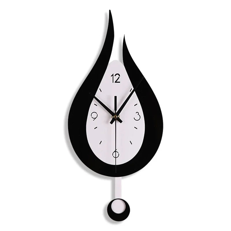 Acryl Slinger Wandklok met Stil Uurwerk – Moderne Waterdruppelvorm in Metaal voor Woonkamer en Slaapkamer