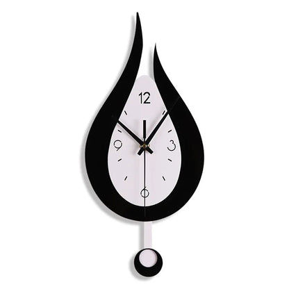 Acryl Slinger Wandklok met Stil Uurwerk – Moderne Waterdruppelvorm in Metaal voor Woonkamer en Slaapkamer