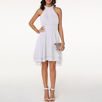 Elegante Dames Jurk met Ruches Zwart Rood