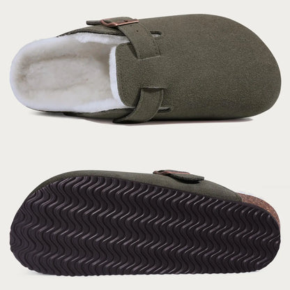 Leren Slippers voor Dames met Kurksok