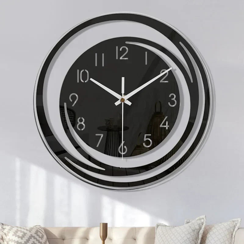 Wandklok Zwart Acryl - Modern Geometrisch Design - Stil Mechanisme - Scandinavisch Tijdloze Elegantie