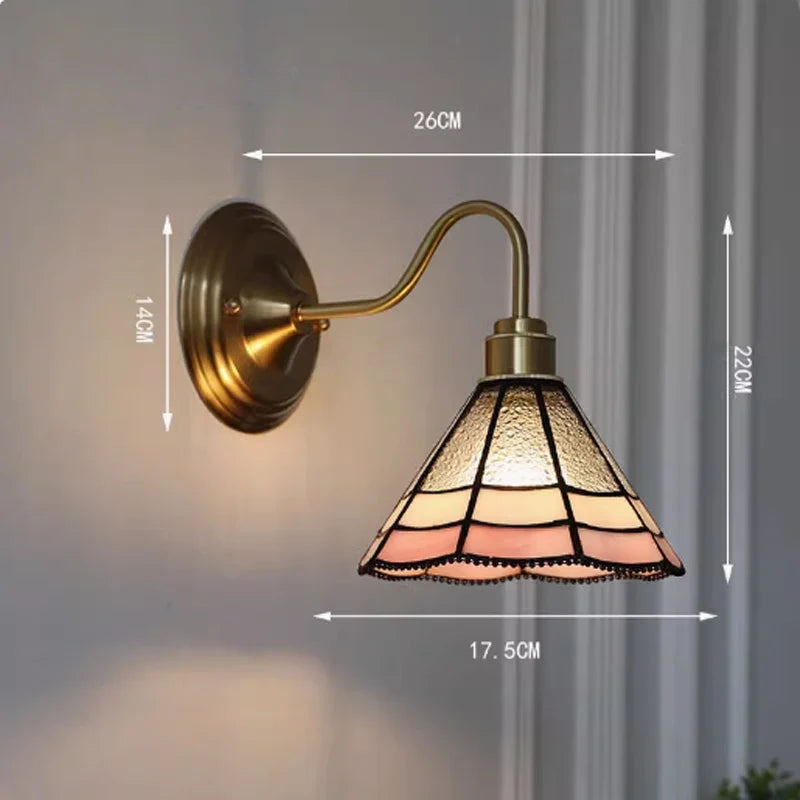 Wandlamp Tiffany Gebrandschilderd Glas Koper E27 Slaapkamer Woonkamer Gang Retro Vintage Wandverlichting Sfeerverlichting Klassiek