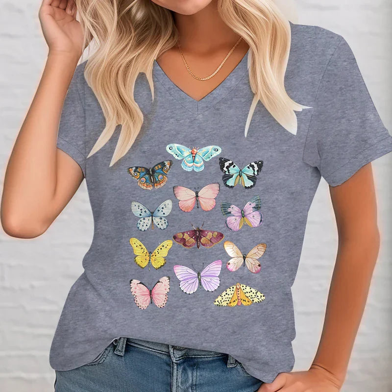 Vlinder T-Shirt Met Grafische Print voor Dames