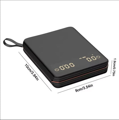 Koffieweegschaal Digitaal 2000g Oplaadbaar USB-C Timer Espresso Precisie 0,1g LED Compact Draagbaar Barista Keukenweegschaal