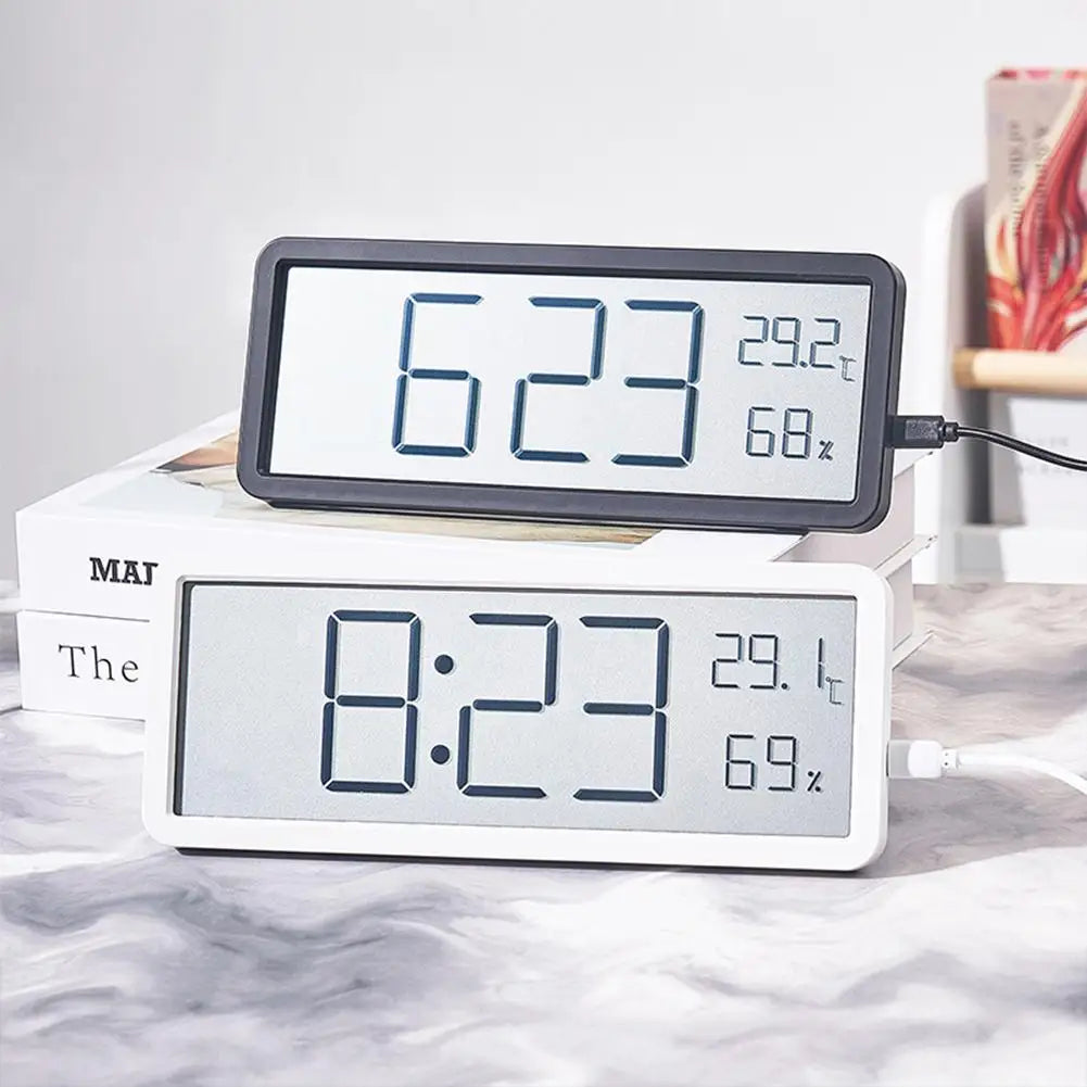Digitale Wandklok met LED-Display – Temperatuur & Tijd – Modern Design – Wit & Zwart