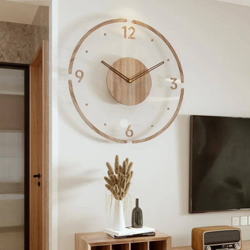 Houten Wandklok 30-35cm Massief Hout Stille Uurwerk Woonkamer Slaapkamer Kantoor Scandinavisch Design