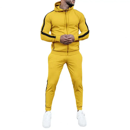 Herentrainingspak Capuchon Witte Strepen Sportief Design