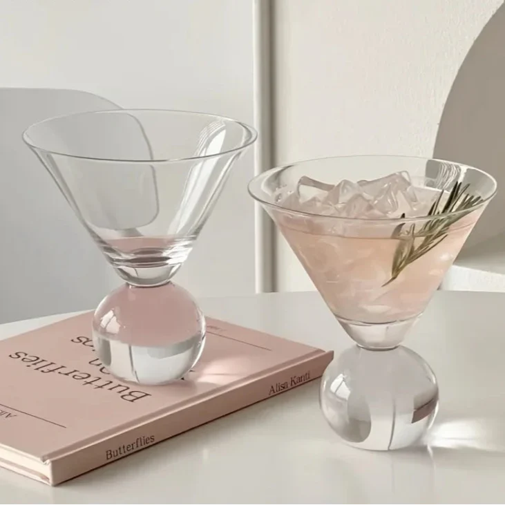 Kristallen Wereldbol Martiniglas – Elegante Cocktailglas met Globe Vorm voor Martini – Handslijpbare Glasstructuur