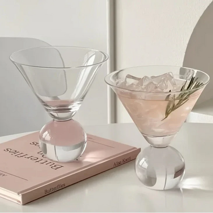 Kristallen Wereldbol Martiniglas – Elegante Cocktailglas met Globe Vorm voor Martini – Handslijpbare Glasstructuur