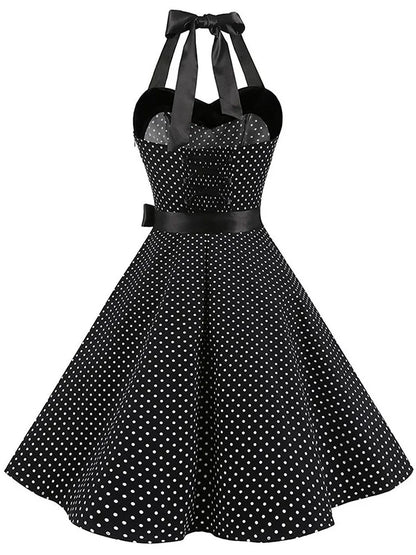 Zomerjurk Polka Dot Retro Jurk met Korte Mouwen