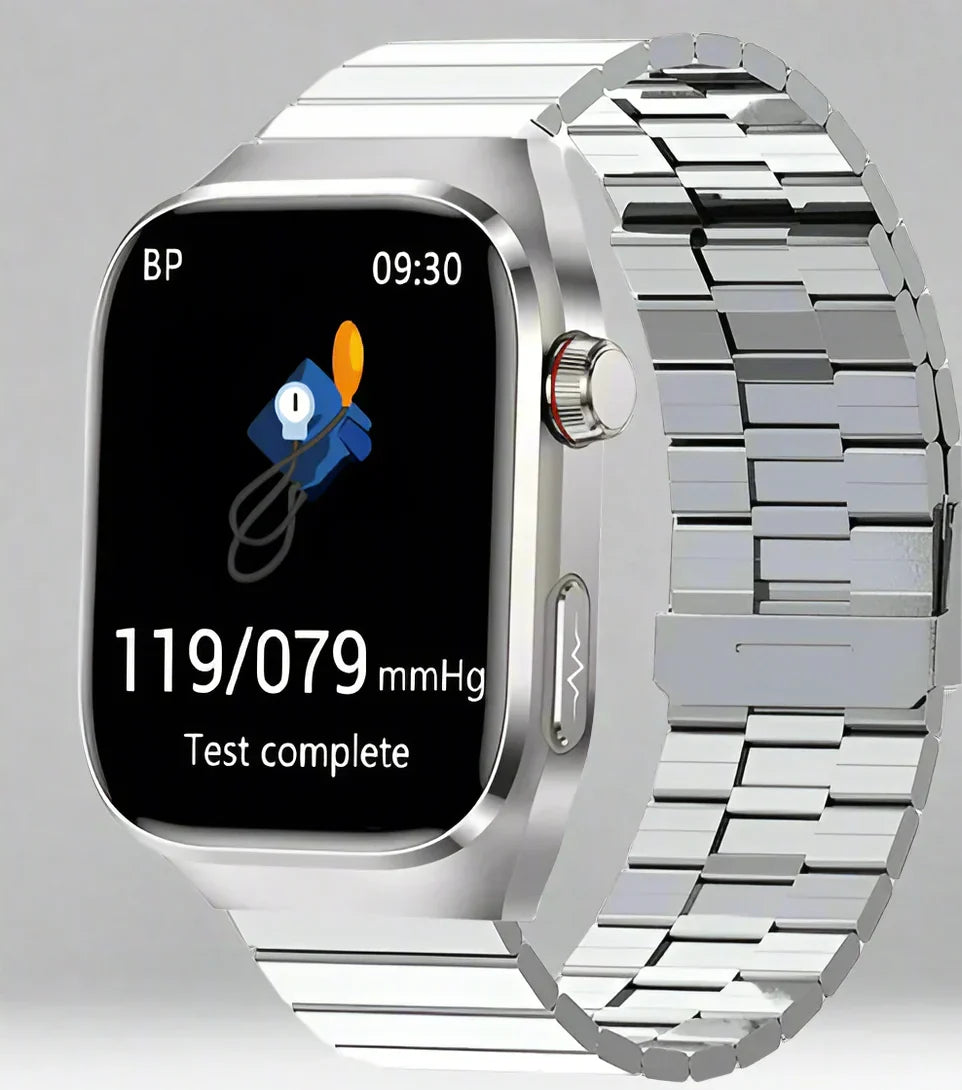 Multifunctioneel Smarthorloge met Hartslagmeter ECG Bloedglucose Tracker Bluetooth Bellen Gezondheidsmonitor AMOLED Display Draadloos Opladen