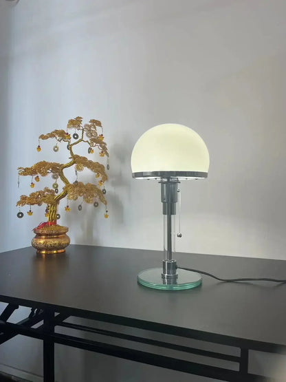 Tafellamp met Glazen Bol Chroom Voet Modern Design Bauhaus-geïnspireerd Sfeerverlichting Werkplek Slaapkamer