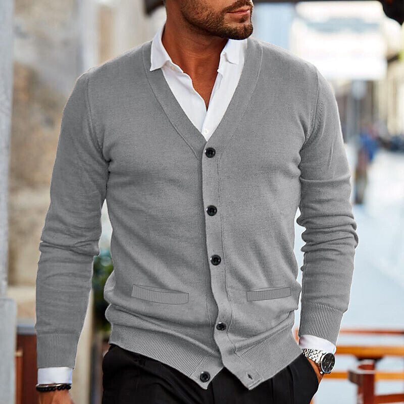 Mannen Cardigan Casual Stefan Vest Zwart