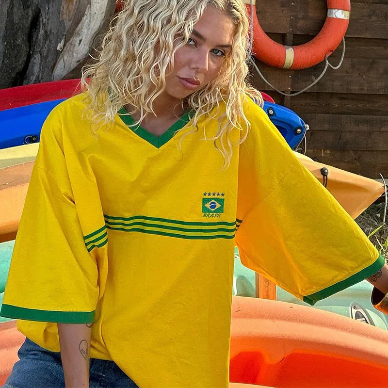 Dames T-Shirt Oversized Sportief Retro Stijl