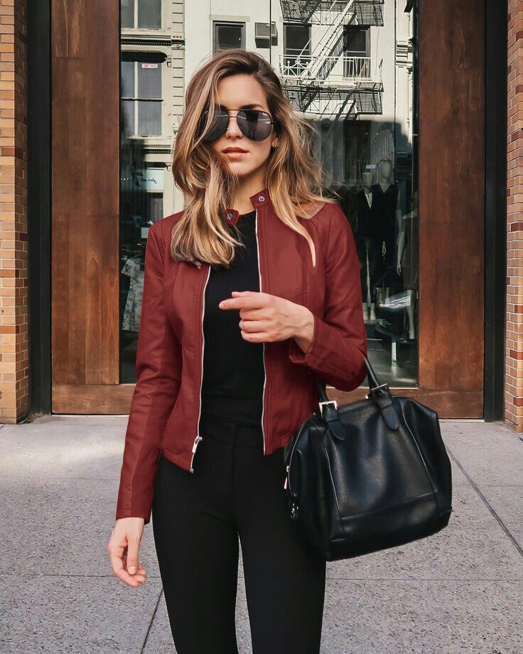 Dames Leren Jas Slim Fit Modern Stijlvol