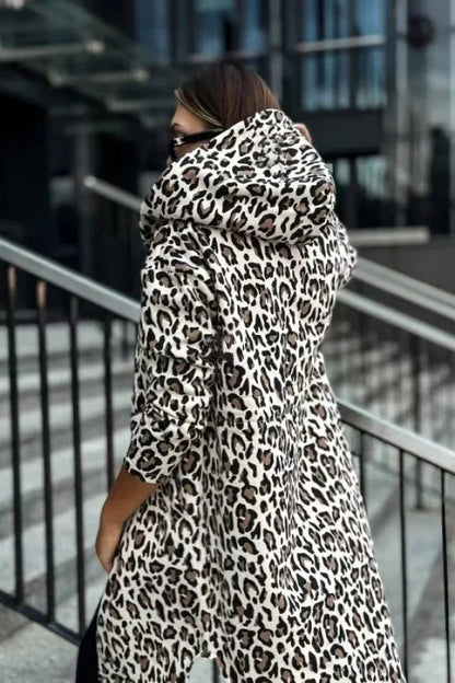 Dames Trenchcoat Kort Luipaardprint Coat Fashion