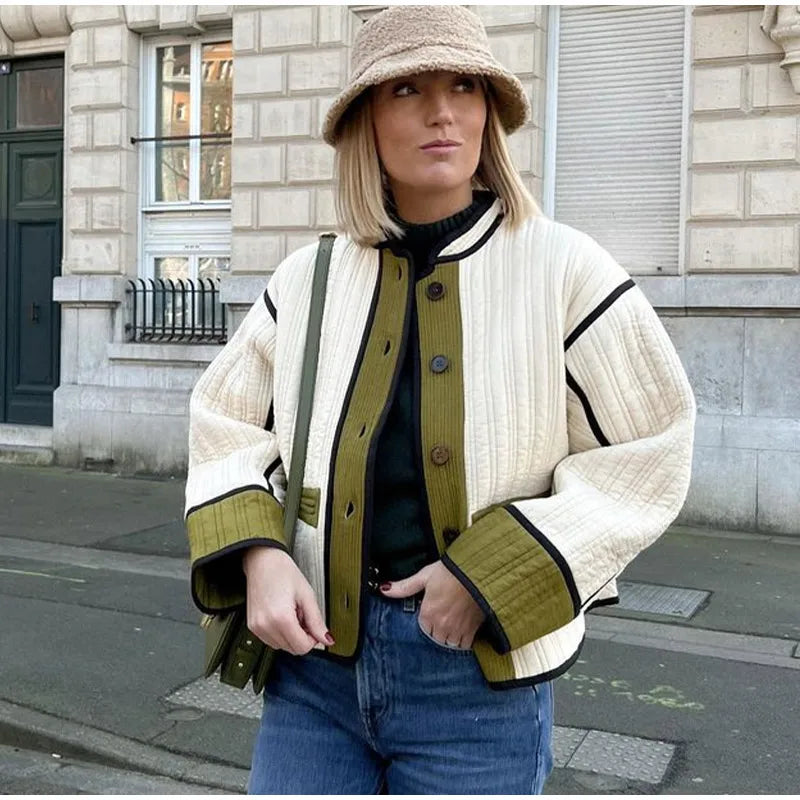 Vrouwen Jas Patchwork Stijlvol en Elegante Look - StudioMarella