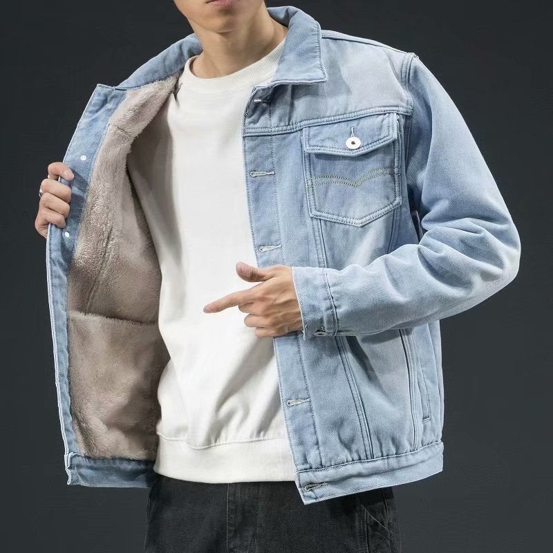 Heren Winterjas Denim Warm en Stevig