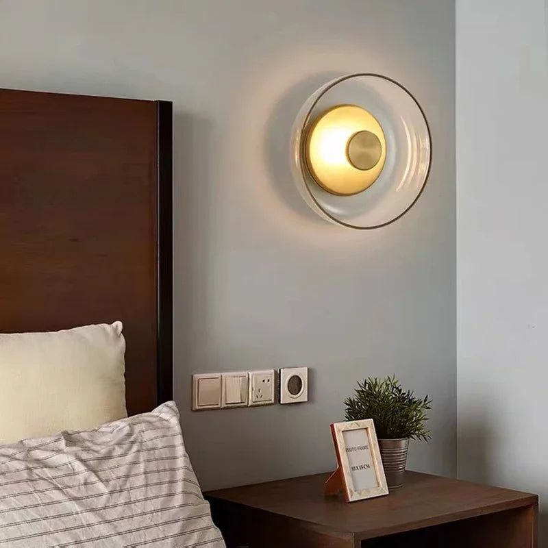 Moderne Glazen LED Wandlamp – Stijlvolle Wandverlichting in Smoke Gray of Champagne Gold – Ideaal voor Slaapkamer, Woonkamer & Hal