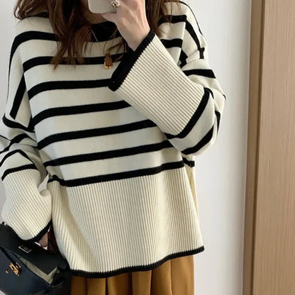 Dames Breistrui Oversized Strepen Abrikoos Kleur