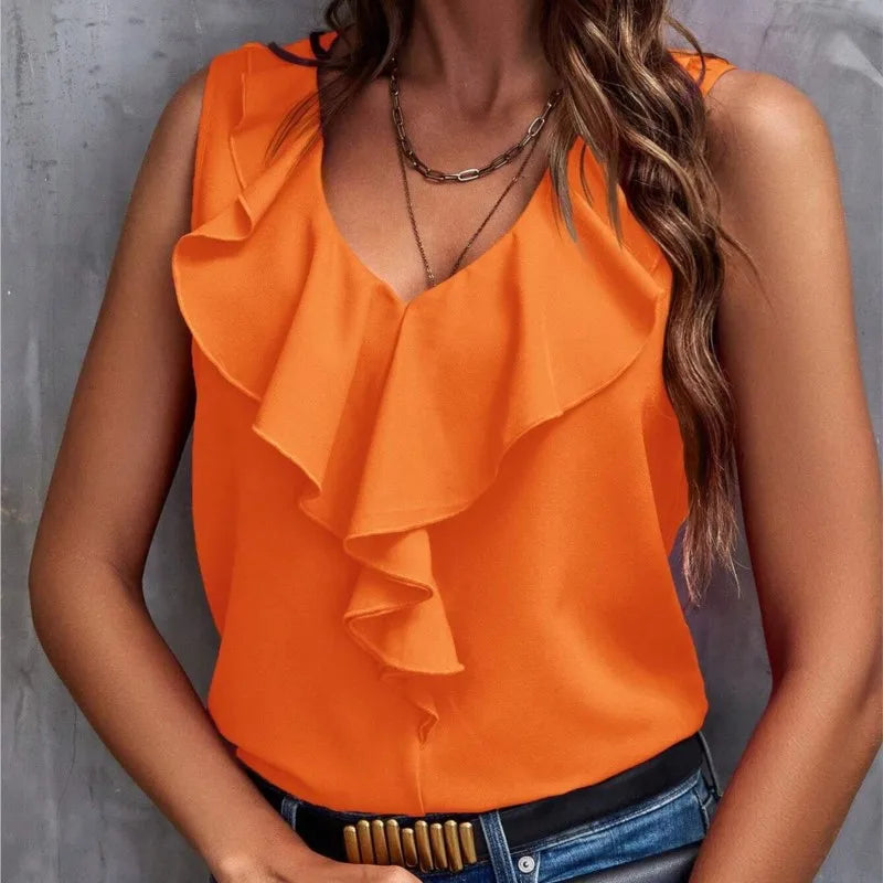 Dames Zomertop Oranje Elegante Sienna Stijl - StudioMarella