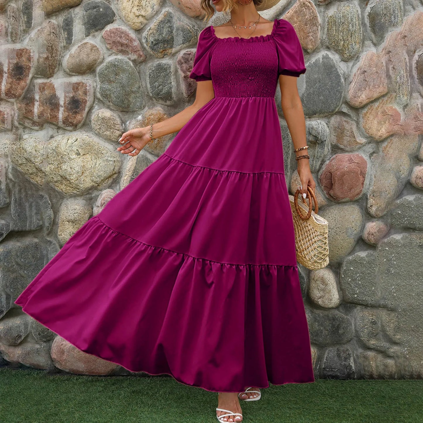 Lila Maxi Jurk met Lange Mouwen voor Vrouwen