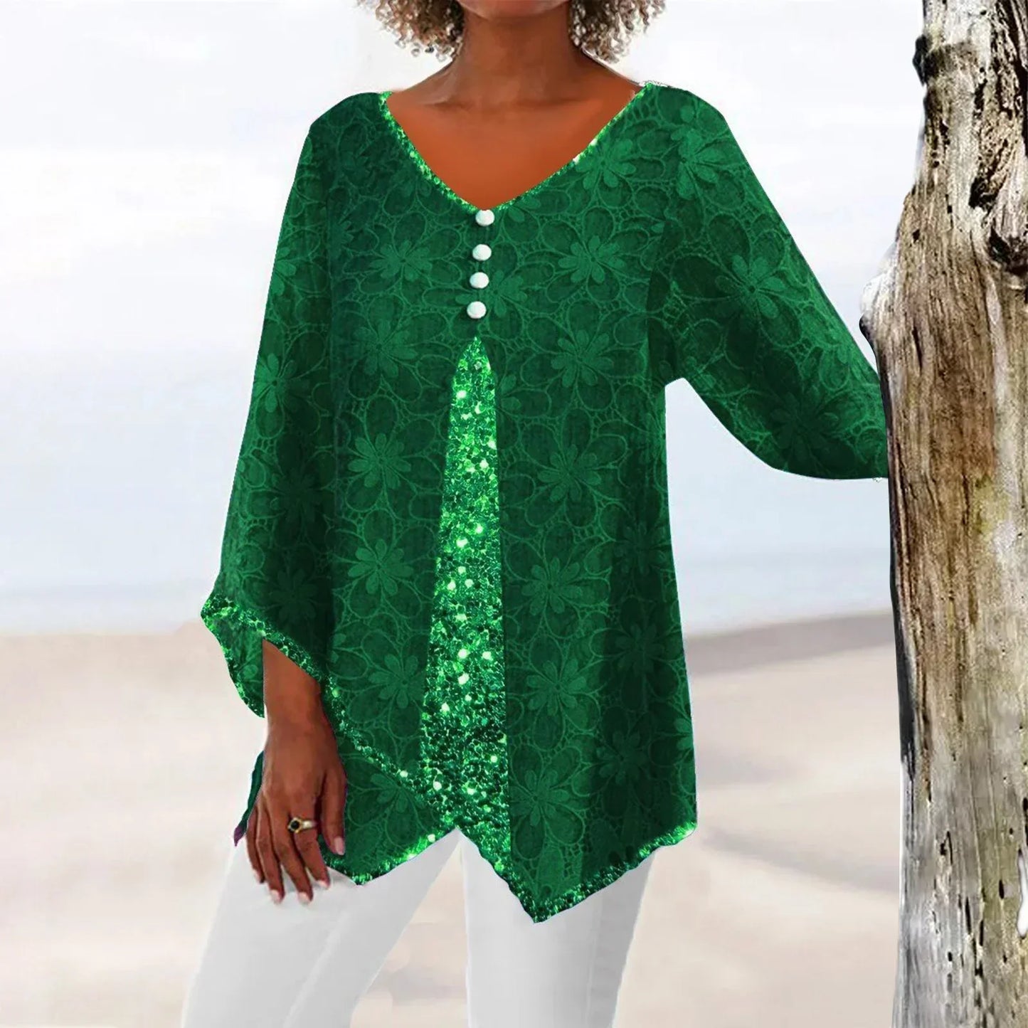 Vest Bloemenprint Oversized Vintage Look Dame