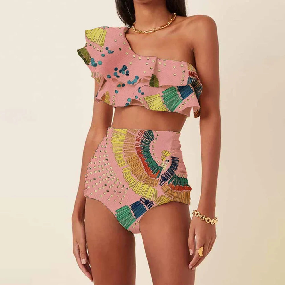 Dames Badpak Eén Schouder Zomer Trendy Mode