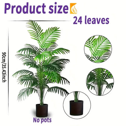 Kunstplant Areca Palm 90cm 24 Bladeren Buiten Binnen Woonkamer Slaapkamer Nep Palm Decoratieve Kunstboom Set van 2