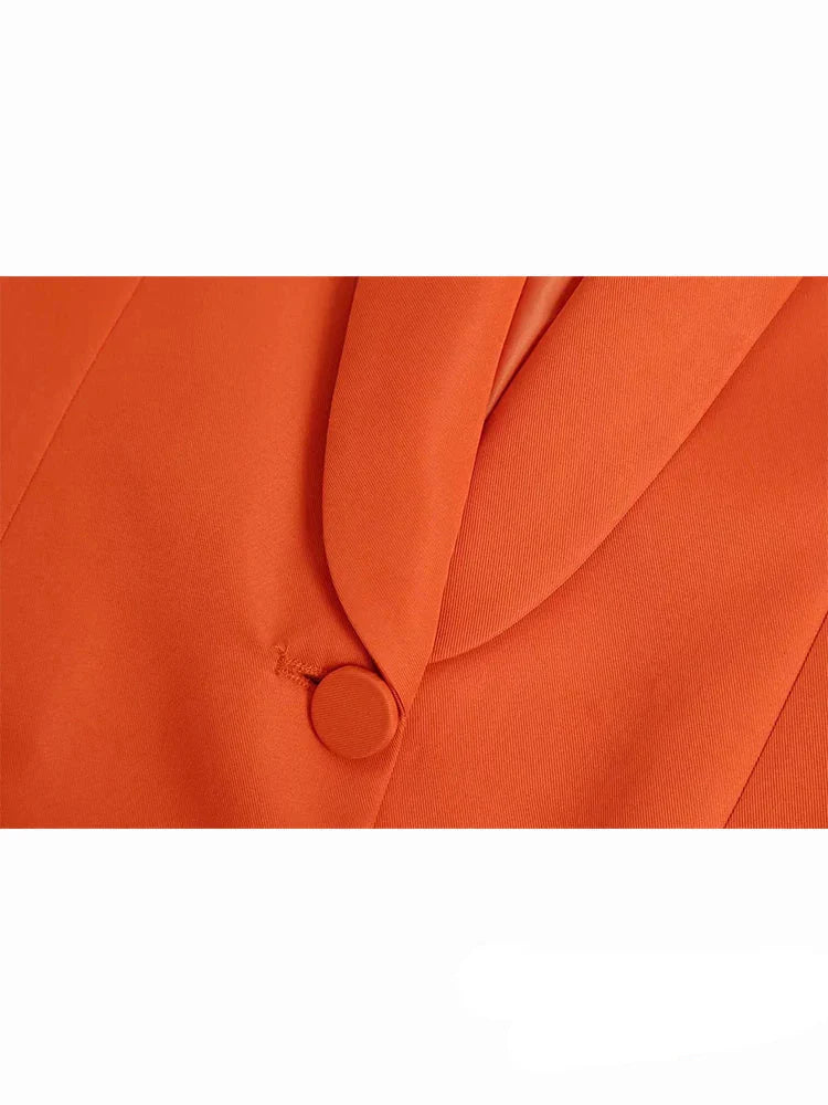 Valeria Blazer Dames Oranje Vintage V-Hals Model