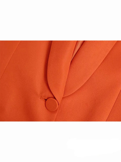 Valeria Blazer Dames Oranje Vintage V-Hals Model